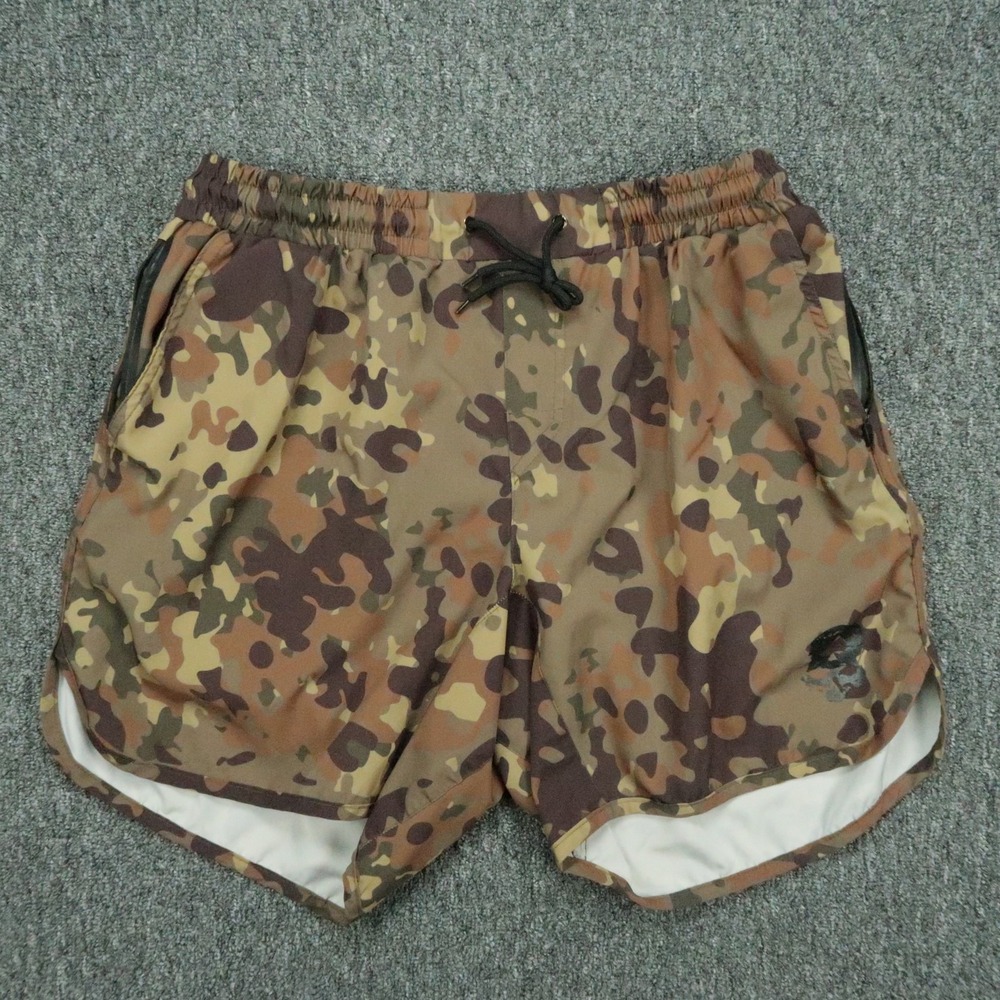Zero Foxtrot Shorts Men XL Green Brown Camo Running Training Stretch Athletic